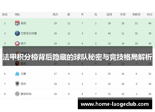 法甲积分榜背后隐藏的球队秘密与竞技格局解析